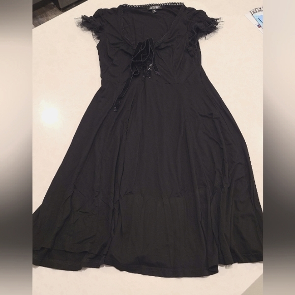 Widow Dresses & Skirts - Widow Lace Up Jersey Black Dress, XS